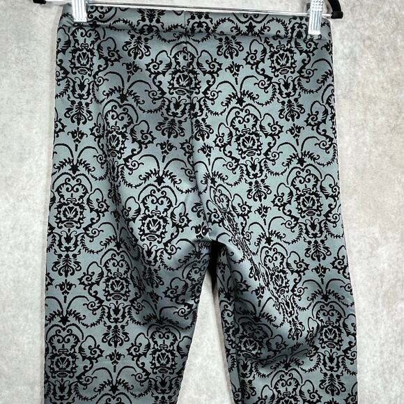 Planet Gold Leggings Pants Women Large Gray Black Brocade Ankle Stretch Pull On - Picture 4 of 9